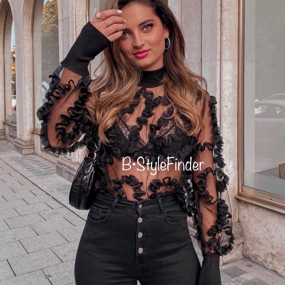VGUC ZARA Blogger’s Fav| Constrasting Semi-Sheer Top - Picture 10 of 15